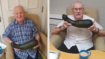 Vegetable patch delivers giant courgette at Surrey care home